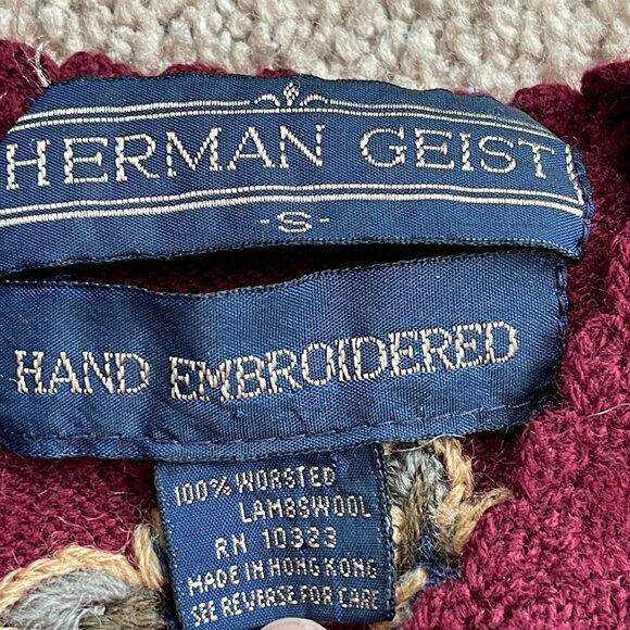 Vintage 90’s Herman Geist Wool Sweater Hand Embroidered Floral Women’s Small - Picture 6 of 9